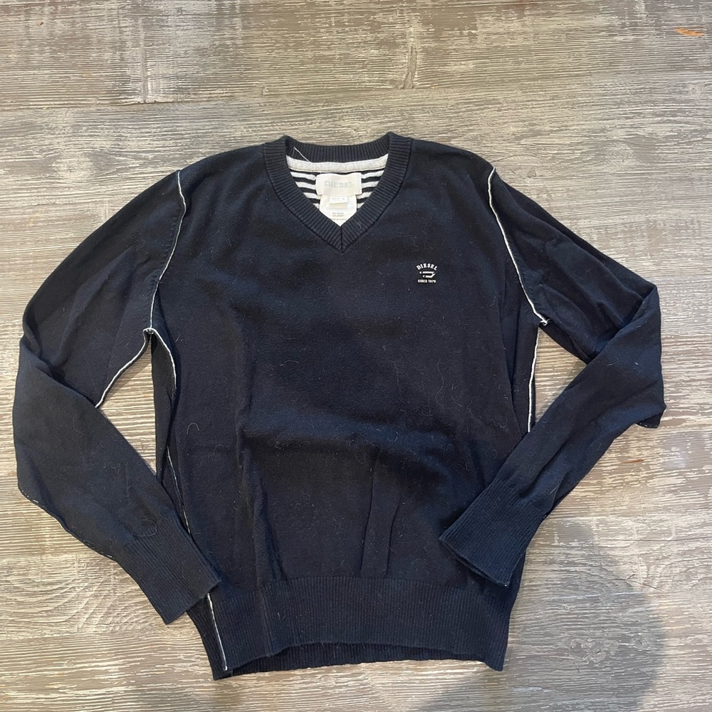 Diesel Kids Black V-Neck Sweater